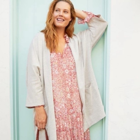 DONNI. Lightweight Open Front Stripe Cardigan - One Size - Picture 1 of 12